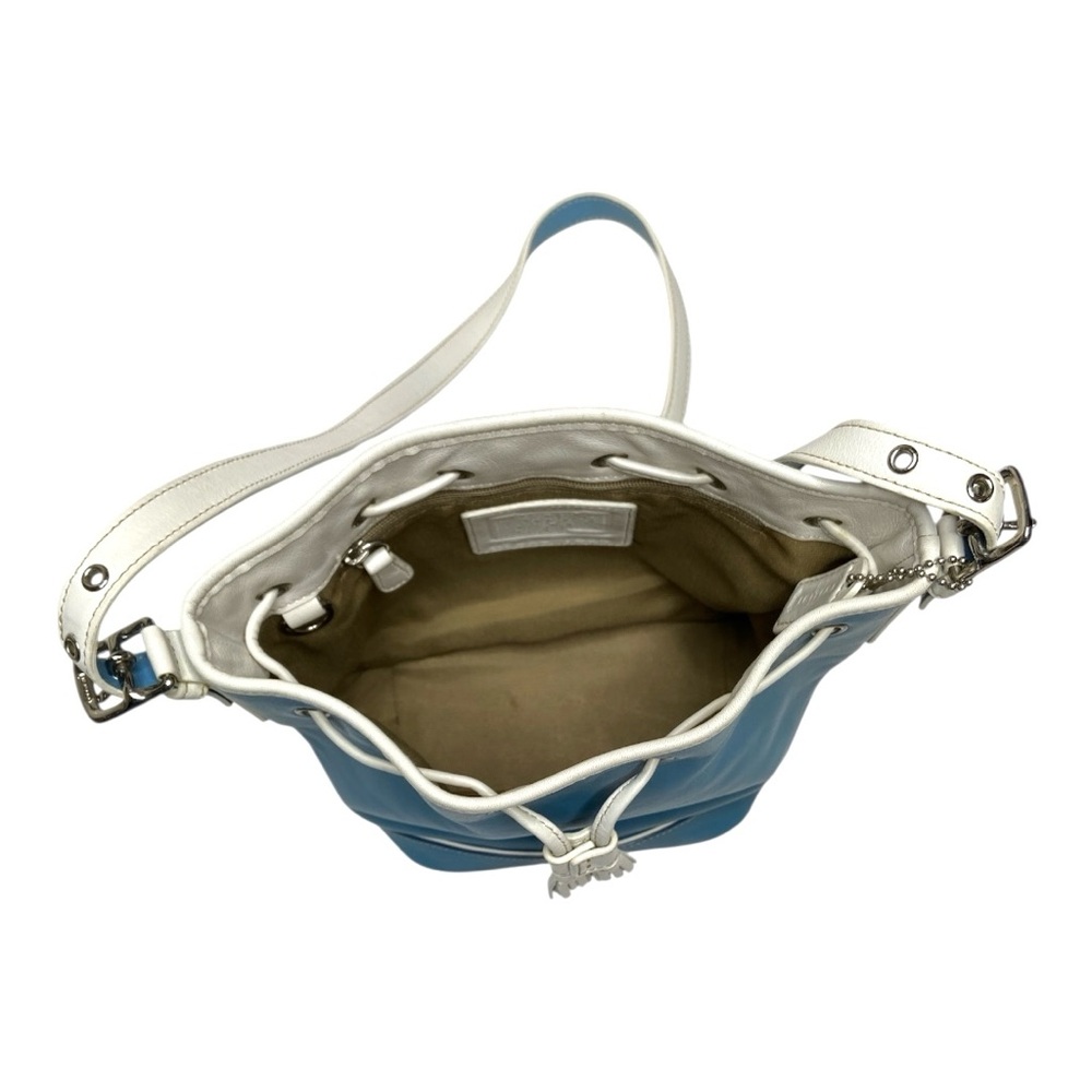 Coach 2003 Blue and White Leather Bucket Shoulder Bag - Picture 7 of 15